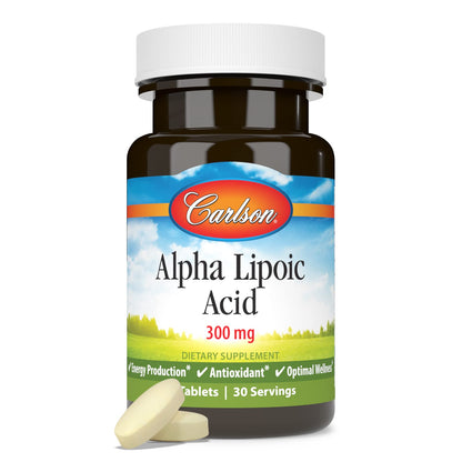 Carlson Alpha Lipoic Acid 300 mg – Energy Production & Universal Antioxidant | 30 Tablets