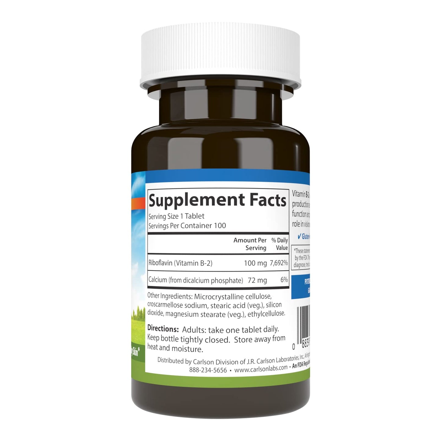 Carlson B-2 Riboflavin 100 mg – Energy, Vision & Skin Support