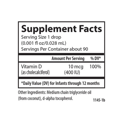 Carlson Baby D3 Drops – 400 IU, Algae-Sourced, Vegetarian Vitamin D for Infants & Toddlers