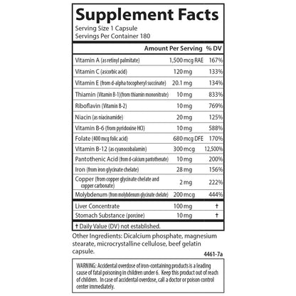 Carlson Blood Nutrients 28 mg Iron, 180 Capsules