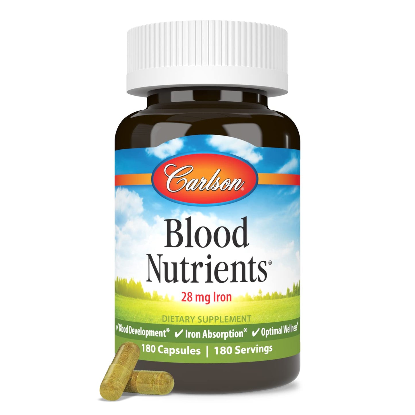 Carlson Blood Nutrients 28 mg Iron, 180 Capsules