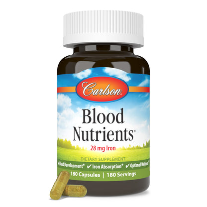 Carlson Blood Nutrients 28 mg Iron, 180 Capsules
