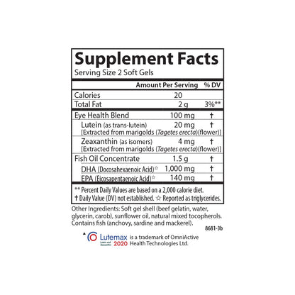 Carlson - Right for The Macula, Clinically Proven to Support Vision Health, Macular Health, Blue Light Protection & Eye Function, 120 Softgels