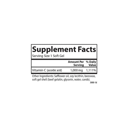 Carlson C-Gel 1000 mg Vitamin C – Immune Support & Tissue Health | 60 Soft Gels
