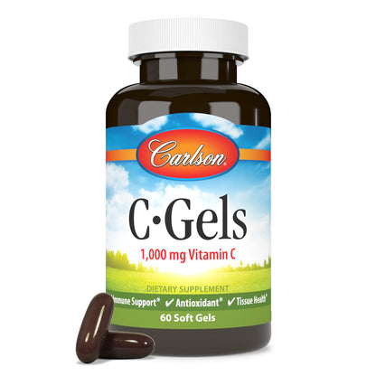 Carlson C-Gel 1000 mg Vitamin C – Immune Support & Tissue Health | 60 Soft Gels