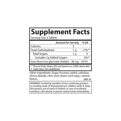 Carlson Chewable Iron 30 mg – Superior Absorption, Blood Health & Energy | Strawberry Flavor | 60 Tablets