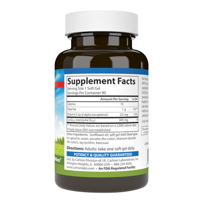 Carlson Co-Q10 300 mg – 60 Softgels | Energy Production & Heart Health