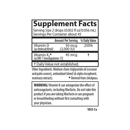 Carlson Super Daily D3 + K2 | 50 mcg D3, 45 mcg MK-7 | 90 Drops