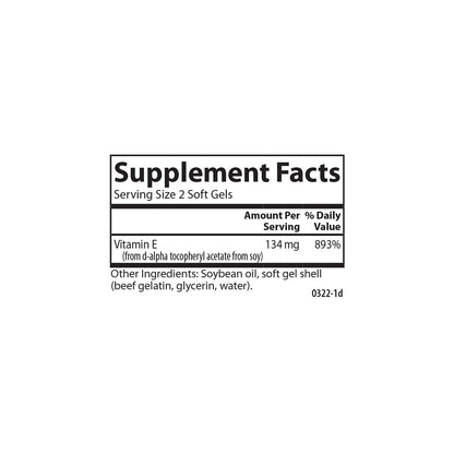 Carlson E-Gems 200 IU Vitamin E – Natural Source, 250 Soft Gels