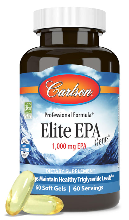 Carlson Elite EPA Gems 1000 mg EPA Fish Oil — Wild-Caught Norwegian, 60 Softgels