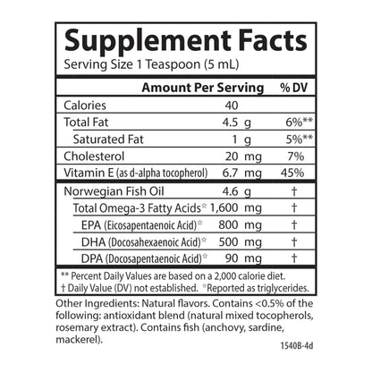 Carlson The Very Finest Fish Oil - 1600 mg Omega-3s, Lemon, 200ml