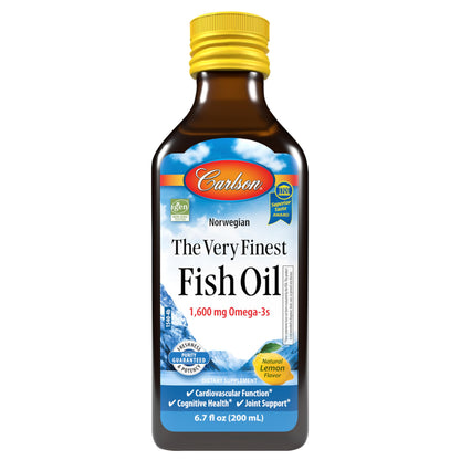 Carlson The Very Finest Fish Oil - 1600 mg Omega-3s, Lemon, 200ml