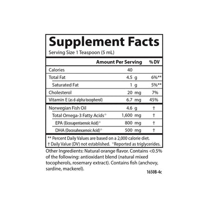 Carlson - The Very Finest Fish Oil, 1600 mg Omega-3, Orange, 6.7 Fl Oz