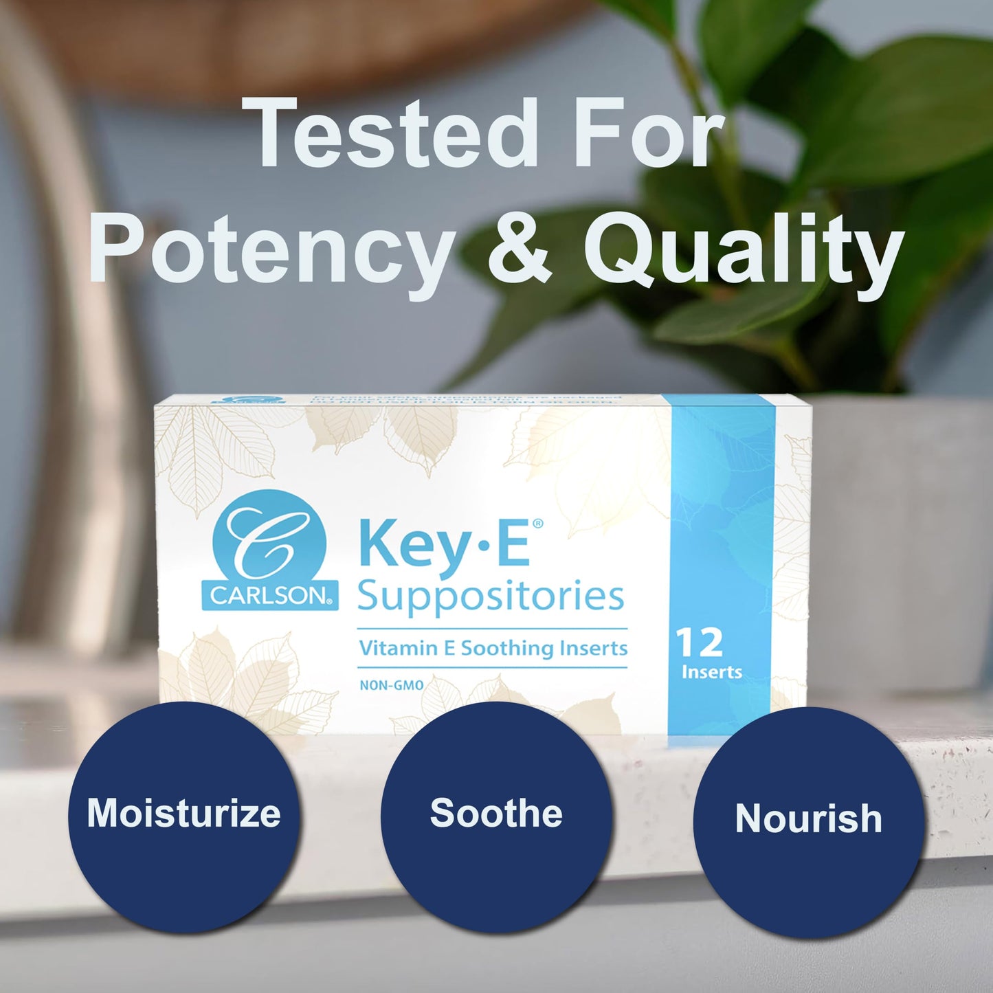Carlson Key-E Suppositories - 30 IU Vitamin E, Moisturizing Vaginal & Rectal Use, 12 Count