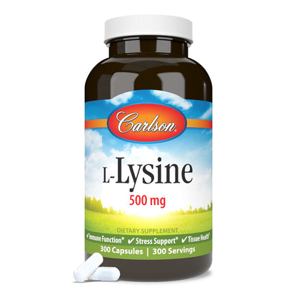 Carlson L-Lysine 500 mg – Supports Healthy Tissue & Muscle Development | 300 Capsules