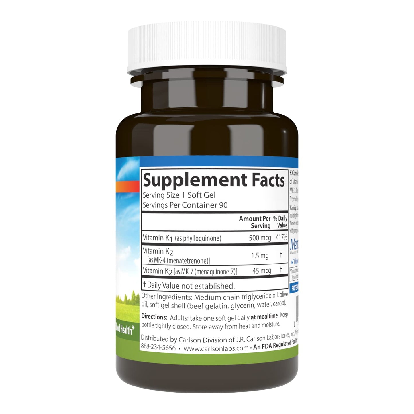 Carlson Labs K Complete Softgels – 90 Count (K1, K2 MK-4 & MK-7)