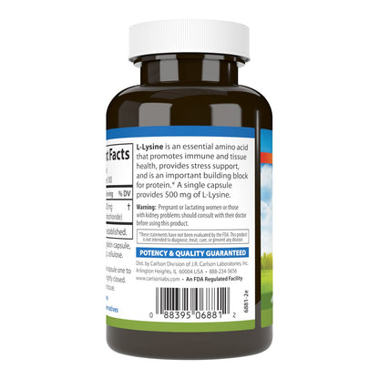Carlson Labs L-Lysine, 500mg, 100 Capsules