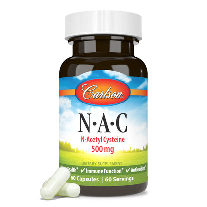 Carlson Labs NAC N-Acetyl Cysteine 500mg – 60 Capsules (Pack of 2)