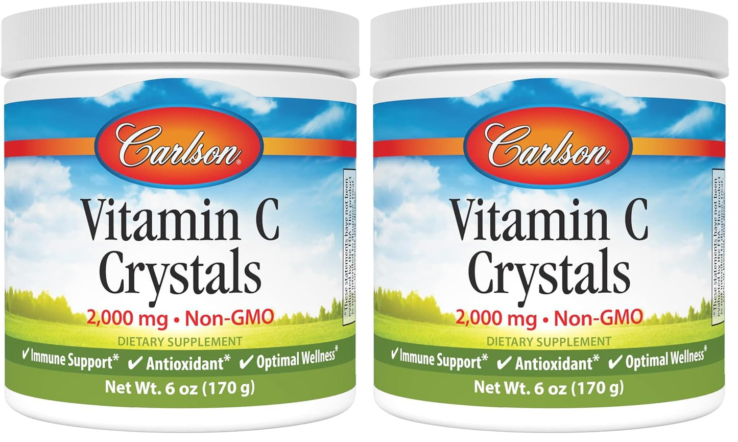 Carlson Labs Non-GMO Vitamin C Crystals, 6 oz (Pack of 2)