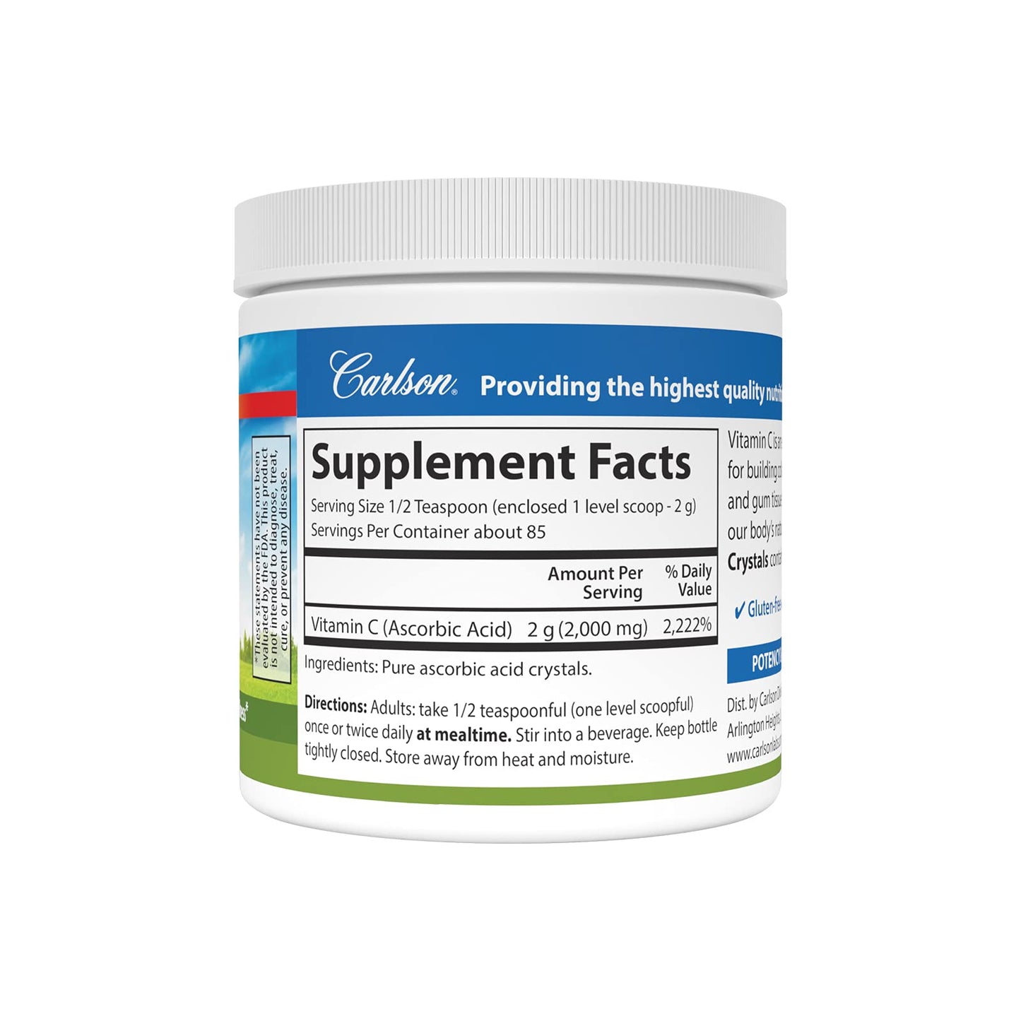 Carlson Labs Non-GMO Vitamin C Crystals, 6 oz (Pack of 2)