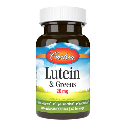 Carlson Lutein & Greens 20 mg – Vision Support | 60 Vegetarian Capsules