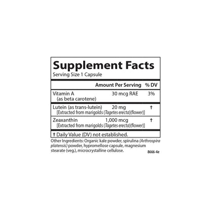Carlson Lutein & Greens 20 mg – Vision Support | 60 Vegetarian Capsules