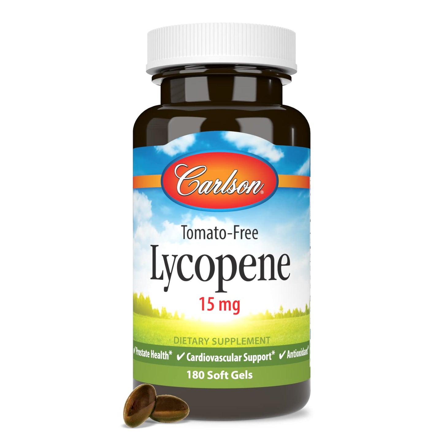 Carlson Lycopene 15 mg Tomato-Free – Prostate Health & Circulation Support, 180 Softgels