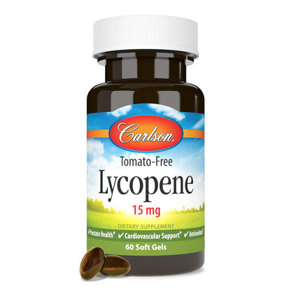 Carlson Lycopene 15 mg – Tomato-Free Prostate Health & Circulation Support (60 Softgels, Pack of 2)