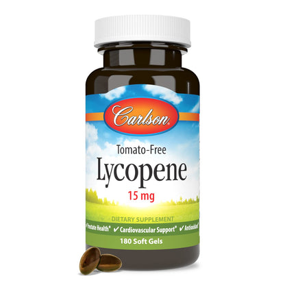 Carlson Lycopene 15 mg Tomato-Free – Prostate Health & Circulation Support, 180 Softgels