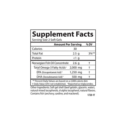 Carlson Maximum Omega 2000 - 2000 mg Omega-3 (EPA/DHA), Wild-Caught Norwegian Lemon Softgels