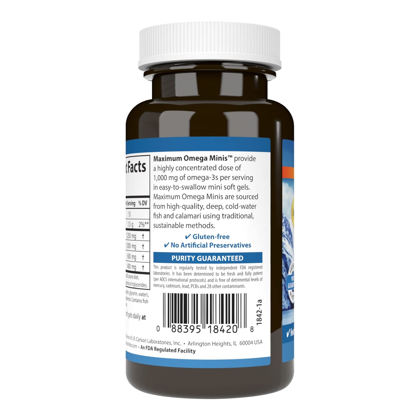 Carlson Maximum Omega Minis 1000 mg Omega-3s – Heart, Brain & Healthy Aging | Lemon, 60 Softgels