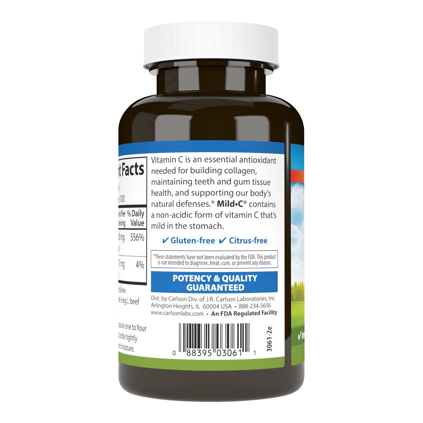 Carlson Mild-C 500 mg Buffered Vitamin C - Immune Support & Wellness, 100 Capsules
