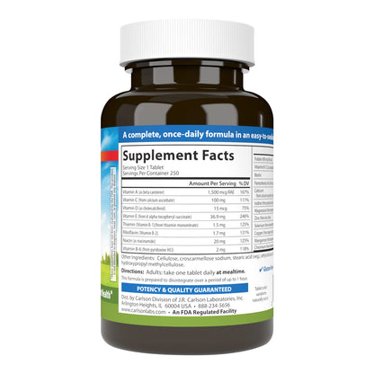 Carlson Mini-Multi Multivitamin Tablets, 250 Count - Easy to Swallow