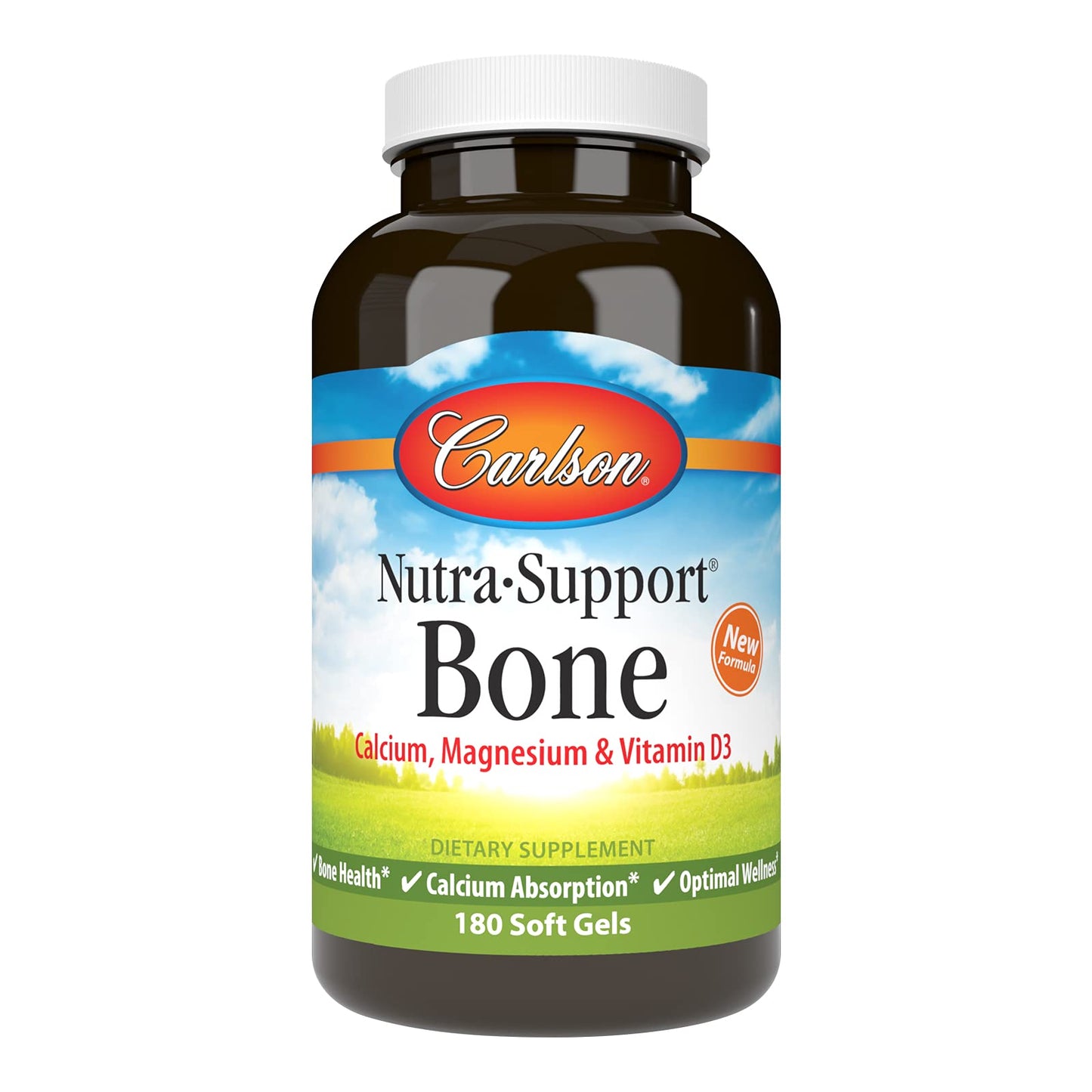 Carlson Nutra-Support Bone Calcium, Magnesium & Vitamin D3 – 180 Softgels