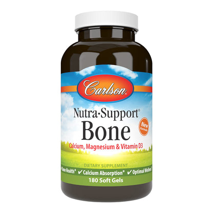 Carlson Nutra-Support Bone Calcium, Magnesium & Vitamin D3 – 180 Softgels