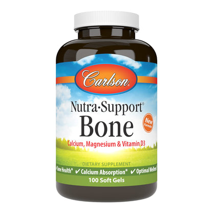 Carlson Nutra-Support Bone Calcium Magnesium Vitamin D3 – 100 Softgels