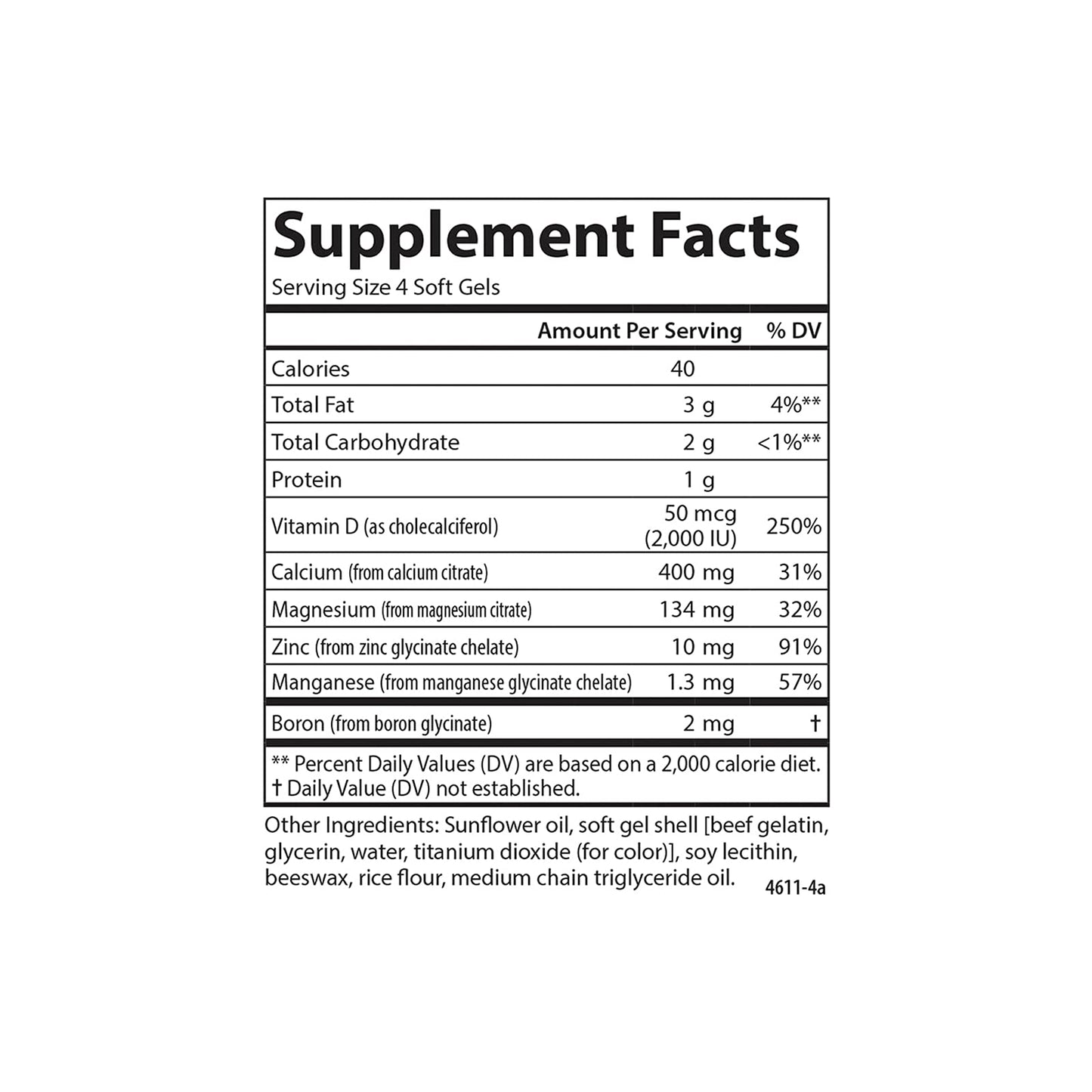 Carlson Nutra-Support Bone Calcium Magnesium Vitamin D3 – 100 Softgels