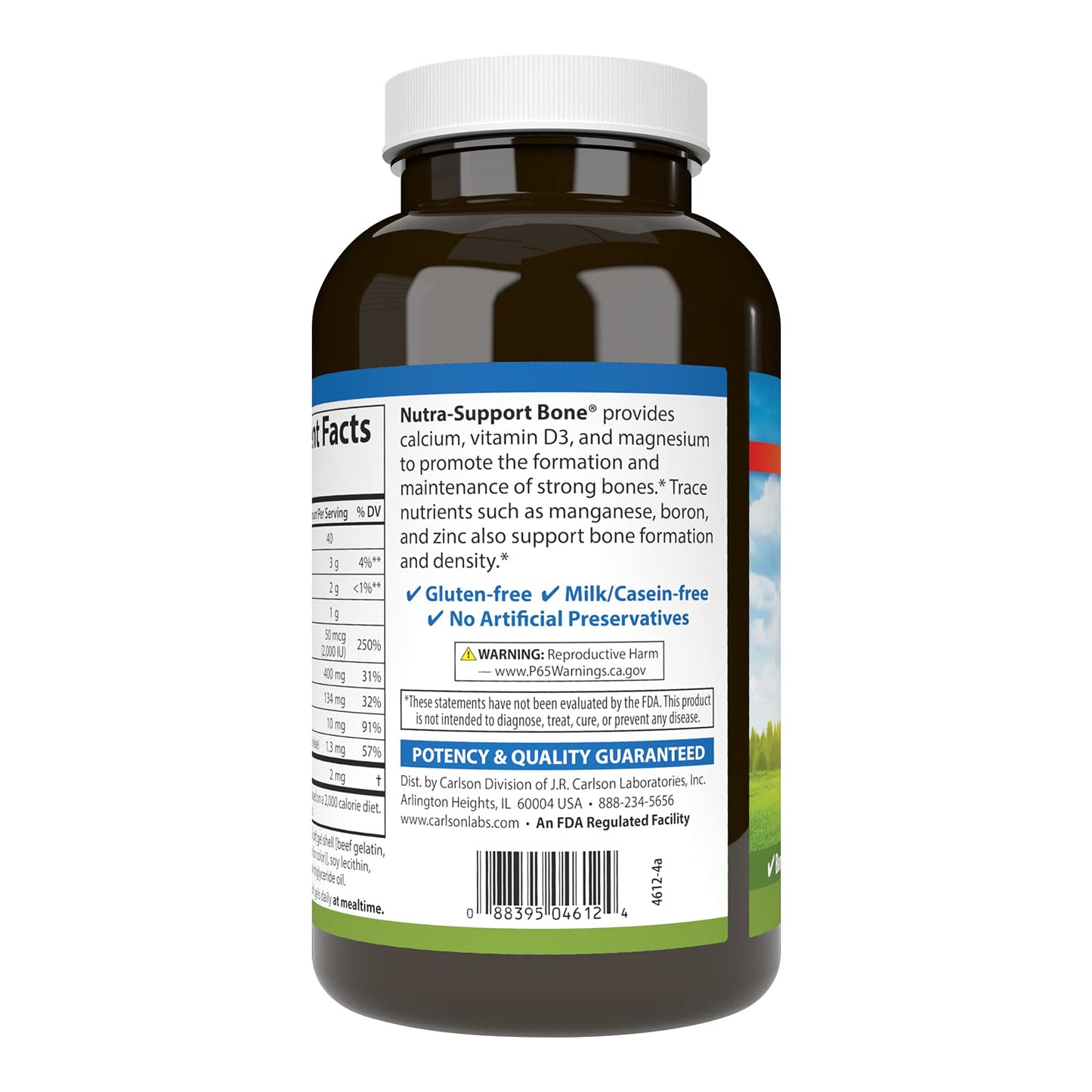 Carlson Nutra-Support Bone Calcium, Magnesium & Vitamin D3 – 180 Softgels