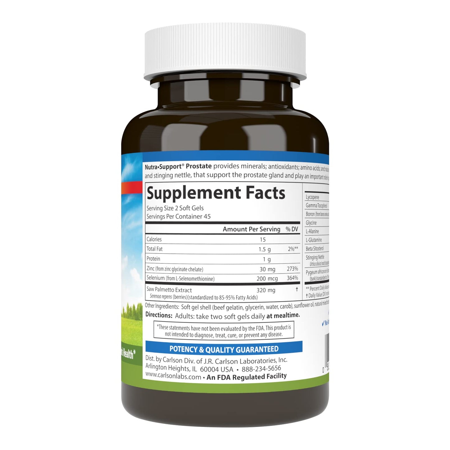Carlson Nutra-Support Prostate – Saw Palmetto & Stinging Nettle, 90 Softgels