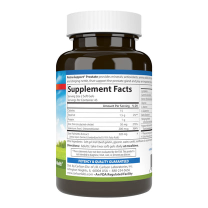 Carlson Nutra-Support Prostate – Saw Palmetto & Stinging Nettle, 90 Softgels