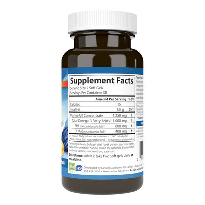 Carlson Teen's Max Catch Minis - 1000 mg Omega-3s | Brain & Mood Support, 60 Softgels