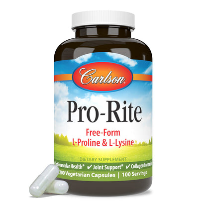 Carlson Pro-Rite: L-lysine & L-proline for Joint Support - 200 Capsules