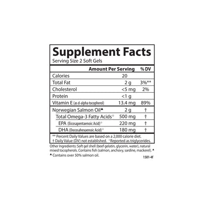 Carlson Salmon Oil 500 mg Omega-3 — Norwegian Wild-Caught, Sustainably Sourced, 180 Softgels