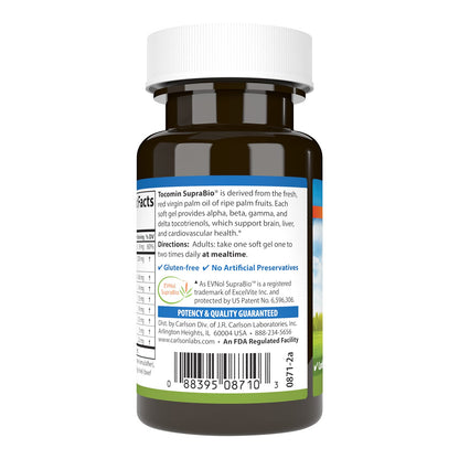 Carlson - Tocomin SupraBio: Bio-enhanced Tocotrienol Complex for Brain & Cardiovascular Health | 60 Soft Gels