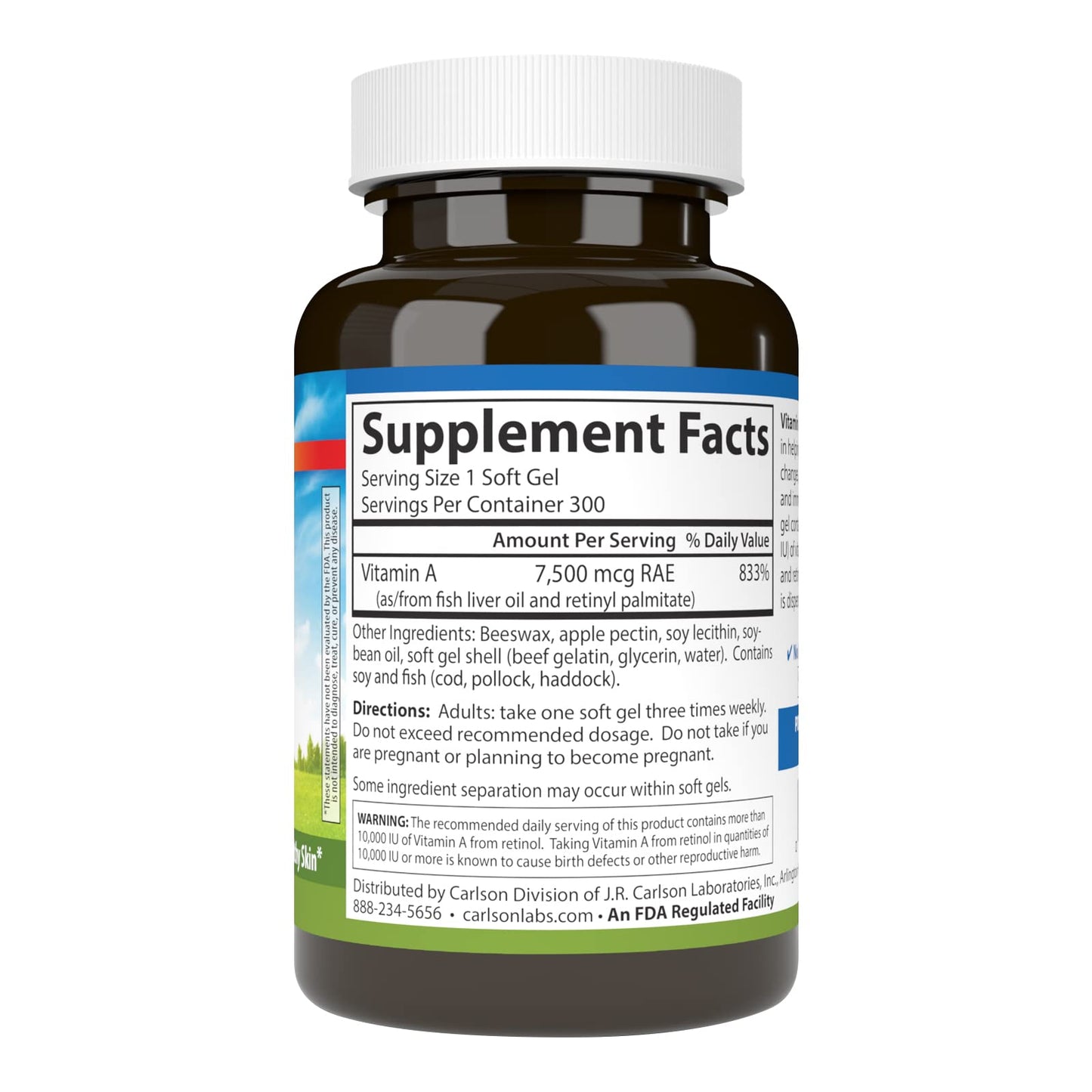 Carlson Vitamin A 25000 IU with Pectin – Vision Health (300 Softgels)