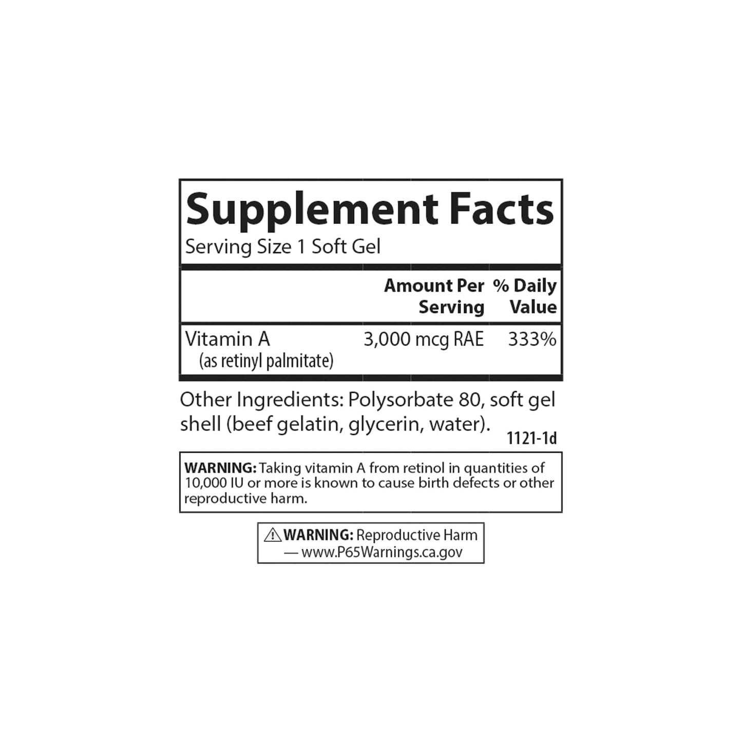 Carlson Vitamin A Solubilized 10000 IU Softgels – Vision Health (Pack of 2)