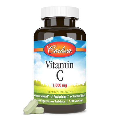 Carlson - Vitamin C 1,000 mg, 100 Count | Immune Support, Collagen & Dental Health