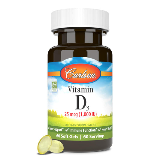 Carlson Vitamin D3 1000 IU (25mcg) – 60 Softgels