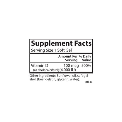 Carlson Vitamin D3 4000 IU Soft Gels – Immune & Bone Health (360 Softgels)