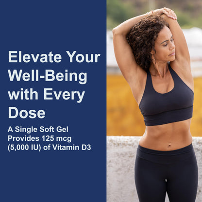 Carlson Vitamin D3 5000 IU Soft Gels – Bone & Muscle Health (360 Softgels)